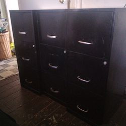 Three 3 drawer File Cabinets 
