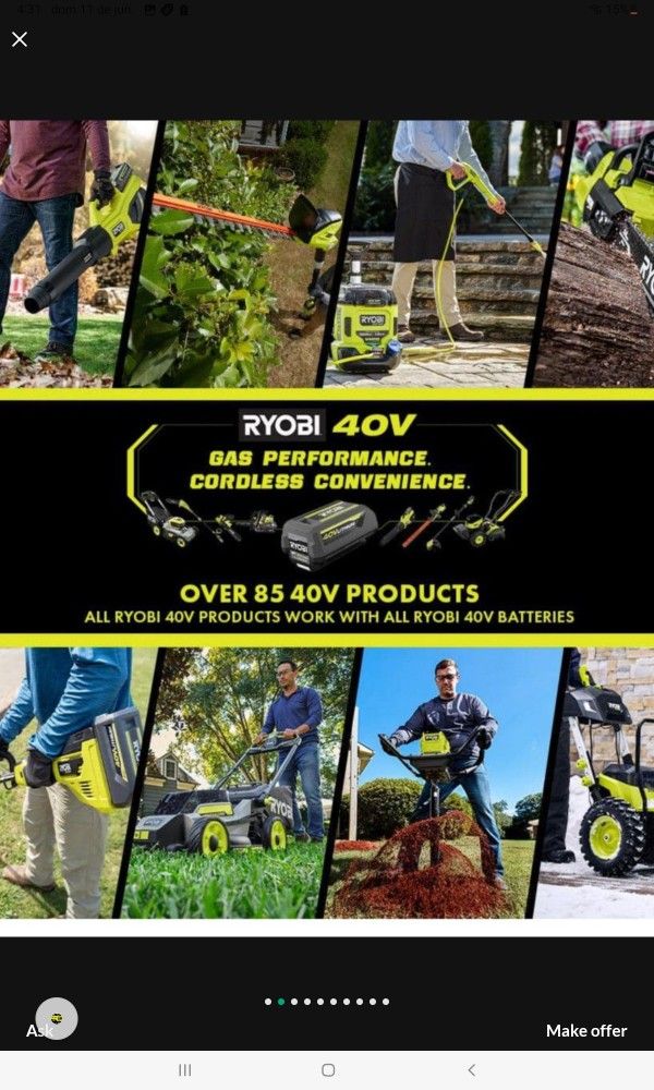 RYOBI 40V 1800 WATT PORTABLE BATTERY POWER STATION INVERTER GENERATOR