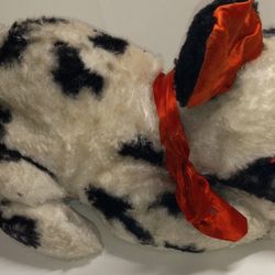 1950s Sleeping Dalmatian Plush Carnival Toy Prize Novelty Wired Red Satin Ears