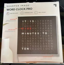 Unique Text Display Clock - Sharper Image - NIB