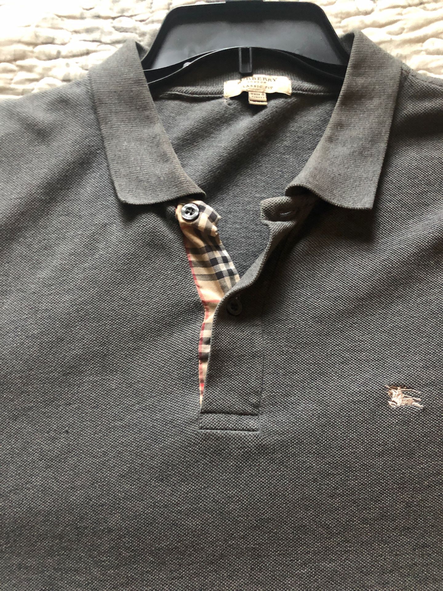 XXL Authentic Burberry Polo Charcoal Grey