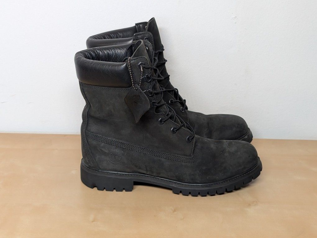 Timberland 8" inch Premium Waterproof Boots Blackout Nubuck Men's Size 11