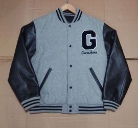Guess jeans reversible letterman jacket sz men small