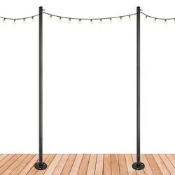 Excello Global Products Premium String Light Poles- 2 Pack- Extends