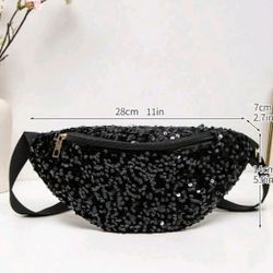 New Black Sequins Bag
