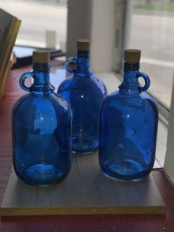 Blue Heavy Glass Decor Bottles- $10 each