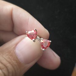 6.6mm Sterling Silver Diamond Heart Earrings