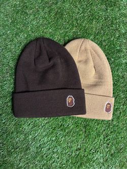 BAPE Ape Head Knit Beanies – Brown & Tan