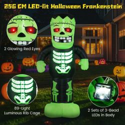 GIANT COSTWAY INFLATABLE FRANKENSTEIN 8 FOOT TALL LED LIT HALLOWEEN DECORATION NEW IN BOX