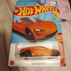 HOT WHEELS TESLA ROADSTER ORANGE 