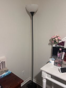 Torchiere Floor Lamp Black with White Shade