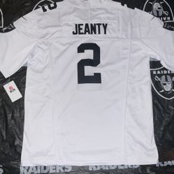 Ashton Jeanty #2 Las Vegas Raiders Stitched White Vapor Stitched F.U.S.E Jersey w/ 2025 Raiders Patch NWT Adult Mens XL “Raider Nation”