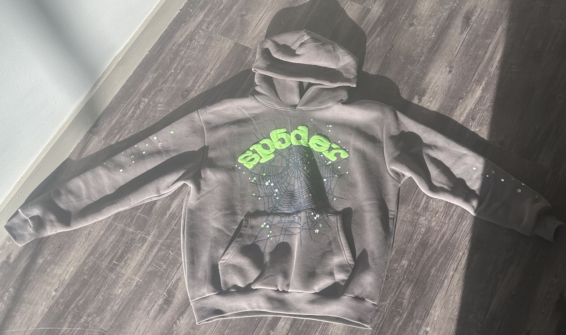 Sp5der Hoodie Slat grey Size Medium