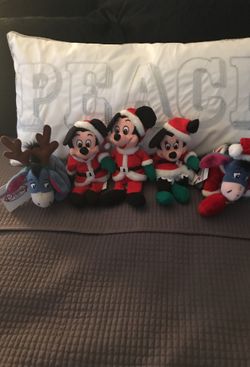Disney Christmas. Mickey & Minnie. There are 5 stuffed Disney Mickey’s. Also his 90th Birthday...