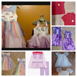 Like New Pretty Twin Girls Unicorn Rainbow Dresses