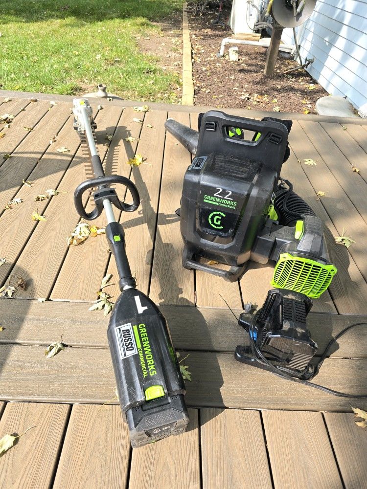 Battery Backpack Blower And Hedge Trimmer