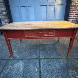 Primitive Antique Pine Farm Table 