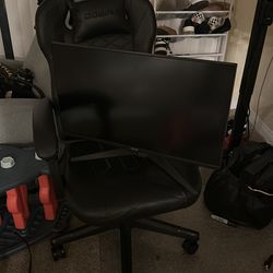Desk, Monitor, Chair