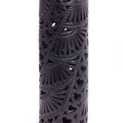 Novica Handmade Oaxacan Black Clay Floral Hearts Vase