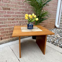 MCM Danish Teak Side/End Table With Ceramic Tile Inlay | by Gangso Mobelfabrik