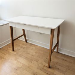 Mid-Century Modern Desk / Vanity – White & Wood