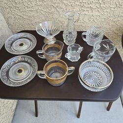 Vintage Crystal Gold Silver Lined Dishes