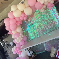 Pink and beige, balloon arch