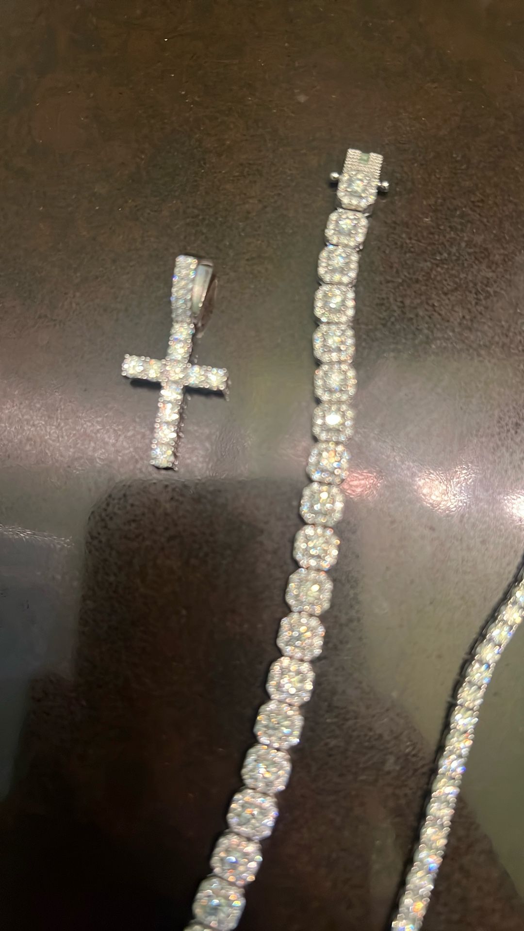 Sterling silver masonite, tennis chain, charm, and bracelet Will Pass a diamond tester