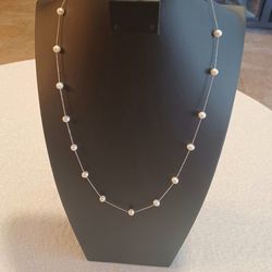 11 Inch Silver And Pearl Necklace 