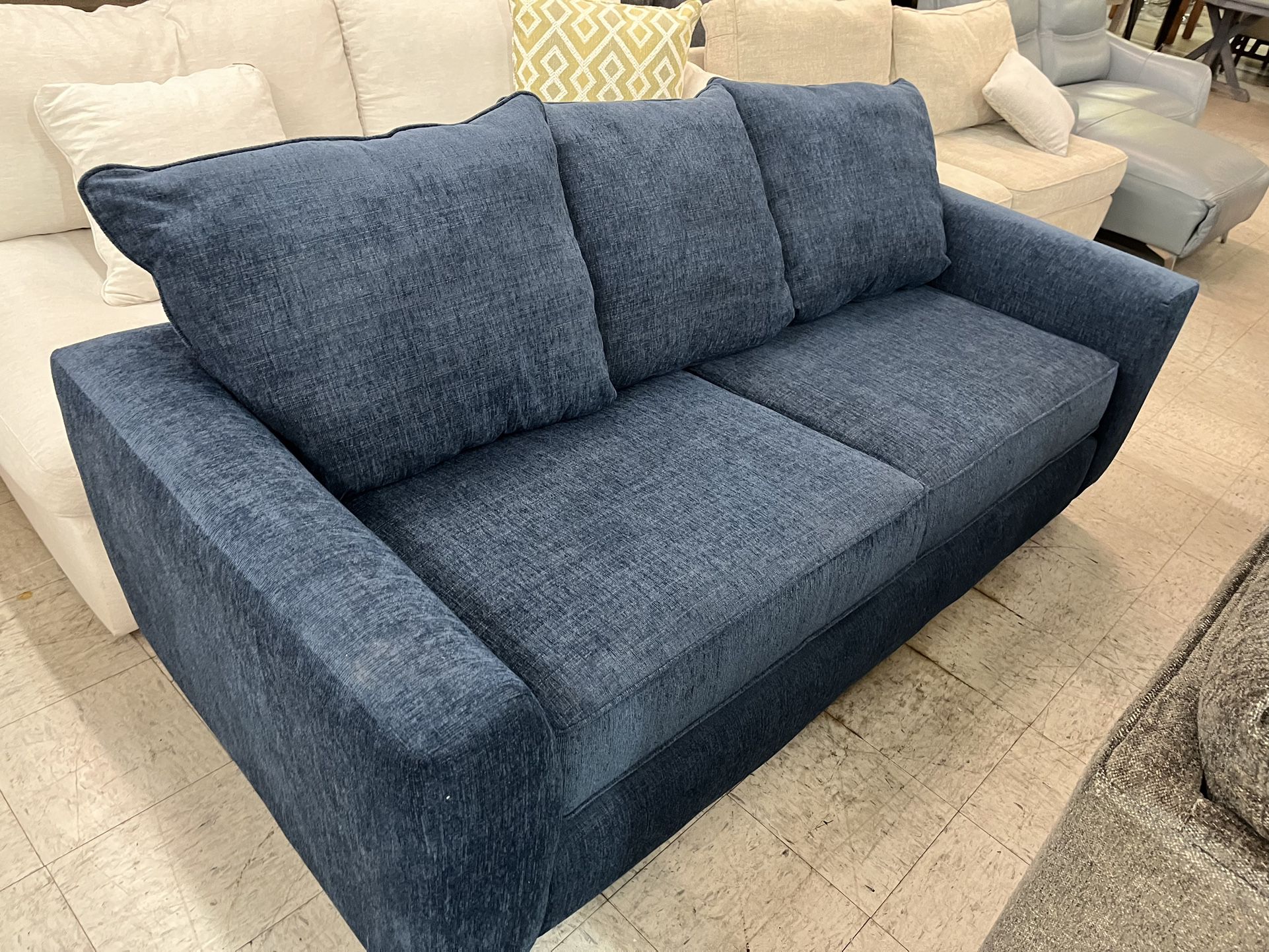 Navy Blue Fabric Sleeper Sofa 