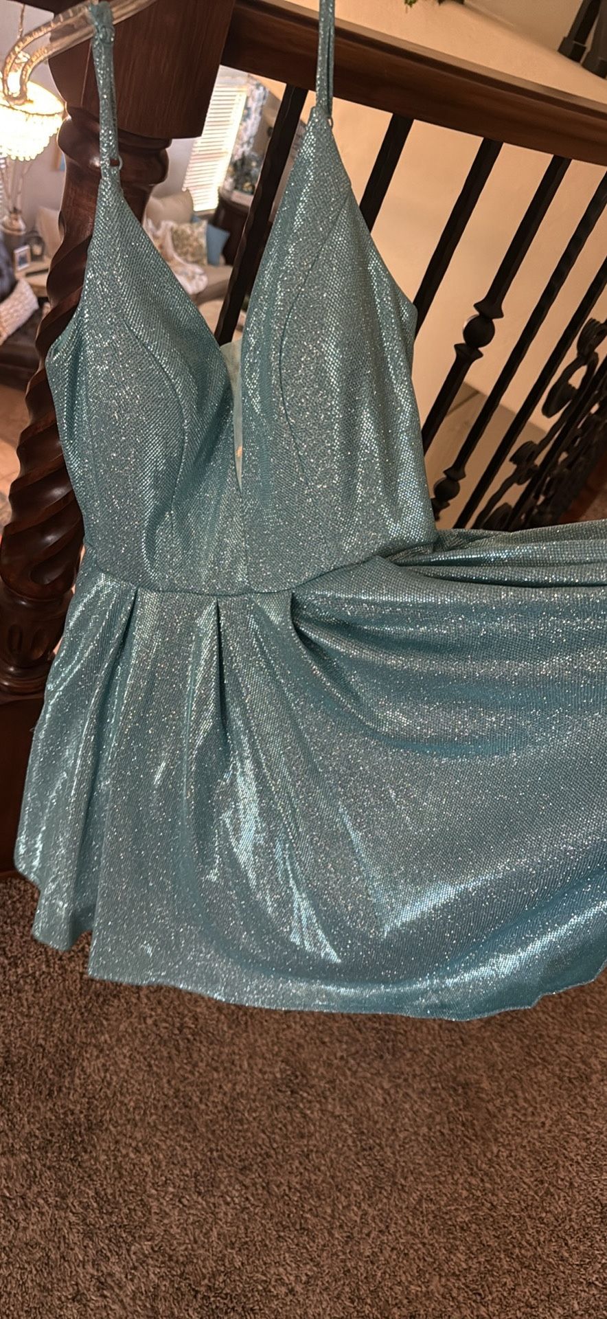 Blue Sparkly Homecoming Style Dress