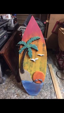 Solid wood handcrafted. 3D surfboard