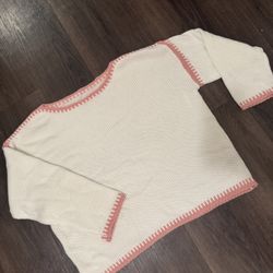 Cozy Sweater White And Pink Size M