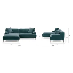 Couch - Velvet Right Sectional - Plush Pacific Blue