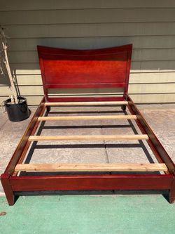 Queen bed frame solid wood cherry
