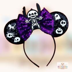 Halloween Mickey Ears Headband with Purple Bow