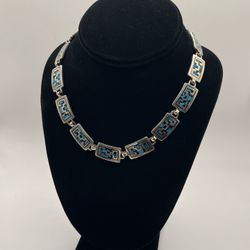 Aztec Sterling Silver Necklace With Stones 