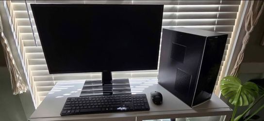 Complete pc setup, dell desktop windows 11, 27 inch monitor and new wireless keyboard and mouse