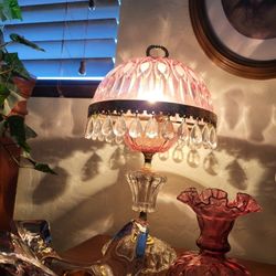Antique Crystal  Pink  Lamps Perfect Each 150 Perfect 