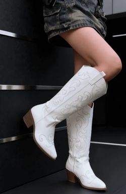 White Cowboy Boots Size 9