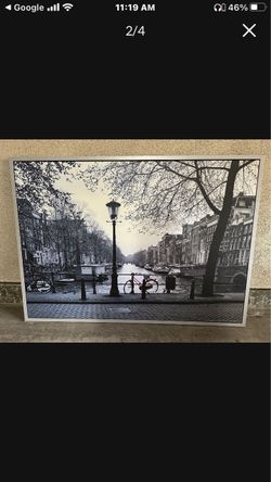 Large Framed Amsterdam Canal Street Photo Print
