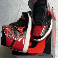 Nike Air Jordan 1 Retro High OG Bred Patent 7.5 Men’s or 9 Women’s Size