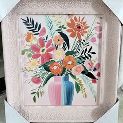 Pink Floral Canvas Wall Art - Colorful Bouquet Print