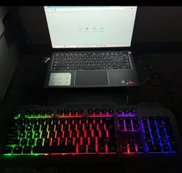 LED Gaming Keyboard With Phone Holder