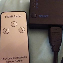 HDMI Switch & Remote 3 Channels Heavy Duty HDMI Cord & Power Supply .