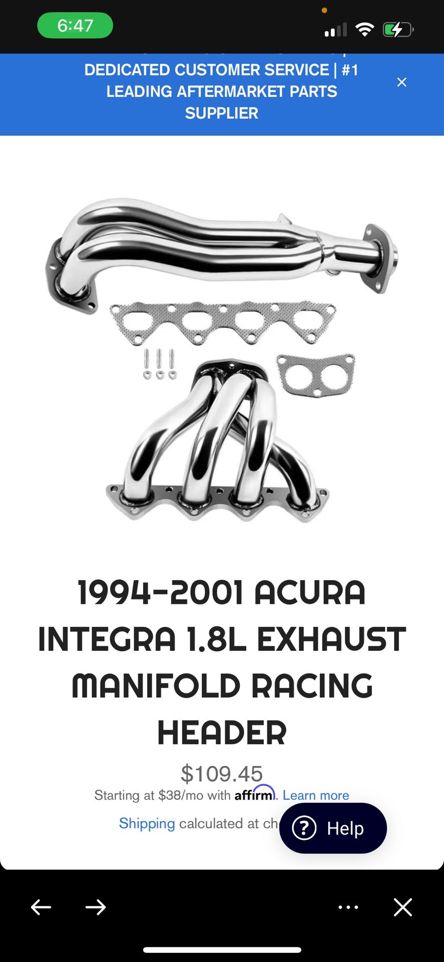 Dynamic Performance tuning 1(contact info removed) Acura Integra 1.8L Exhaust Manifold Racing Headers