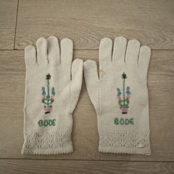 BODE OFF-WHITE BEADED GLOVES - CREAM Off White Knit