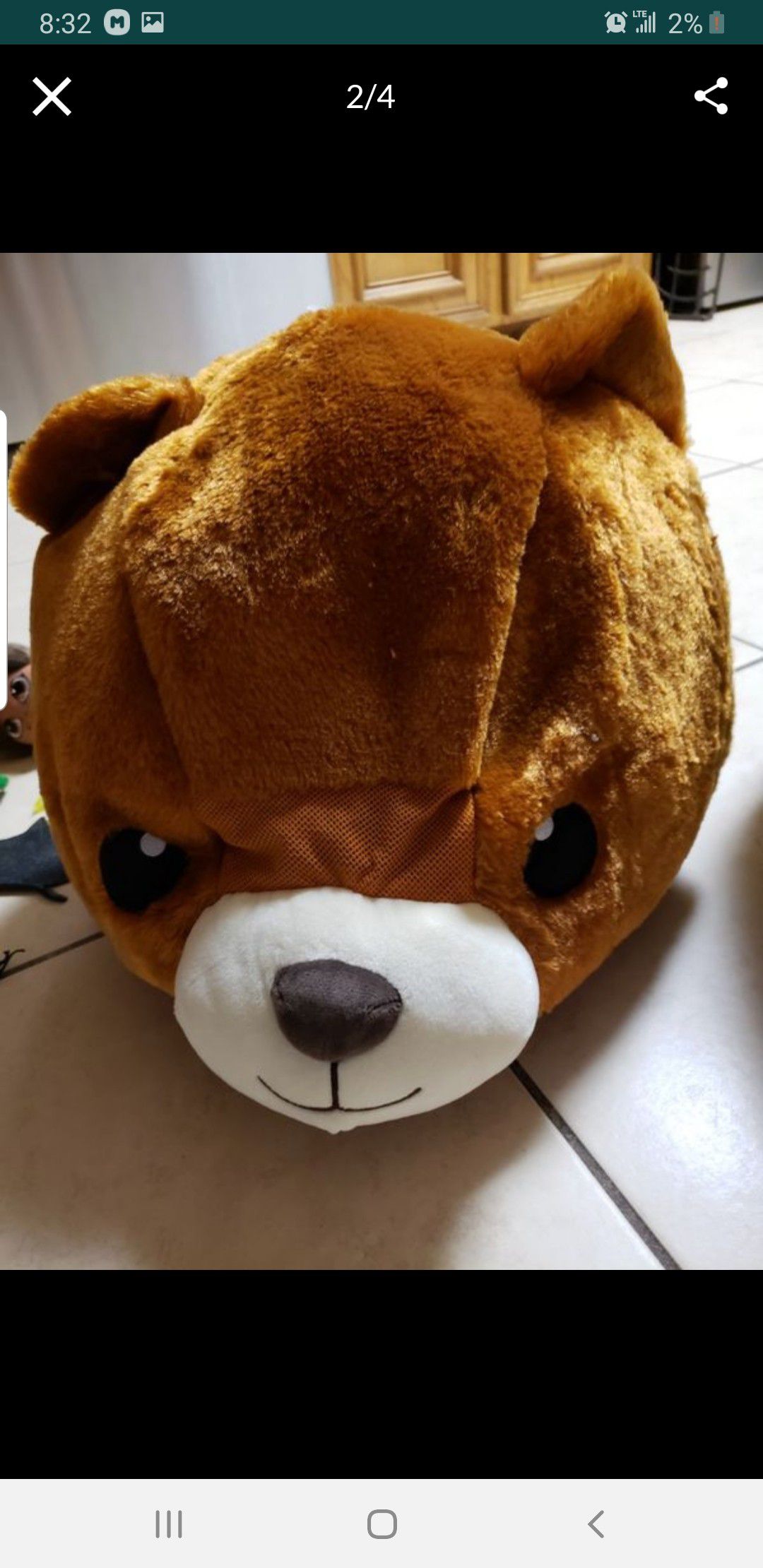Teddy bear mascot head