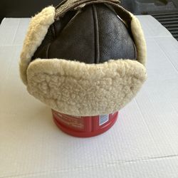 Cabelas  Sheep Fur Leather Hat 