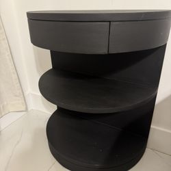 Half Moon Wood Shelf Side Table MCM